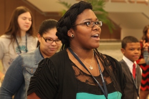 Erica Beavers, a CTRA senior, reacts during the ceremony. Photo courtesy of John Muldoon.